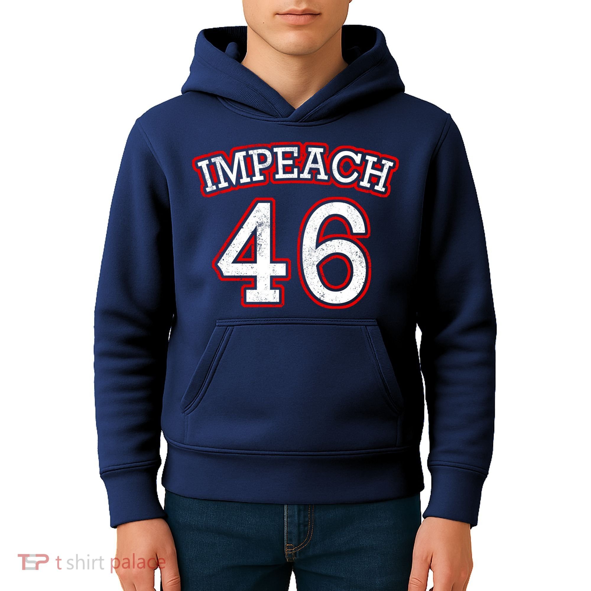 Impeach 46 Joe Biden Republican Conservative Anti-Biden  Kids Hoodie