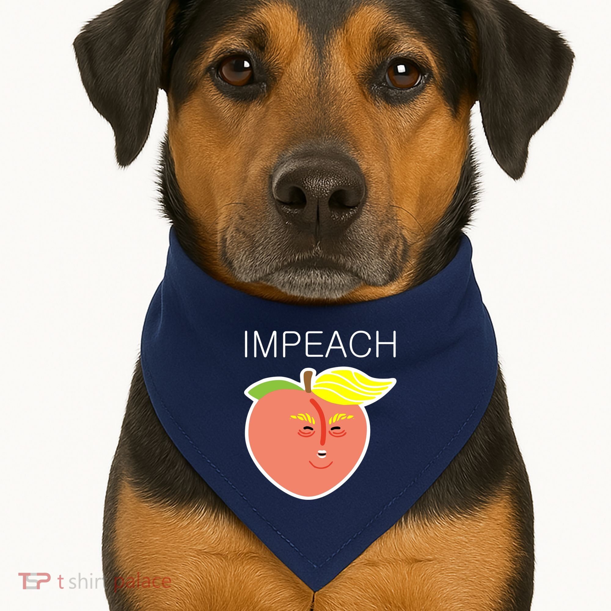 Impeach Donald Anti Trump Peach Emoji Impeachment USA-Made Doggie Bandana