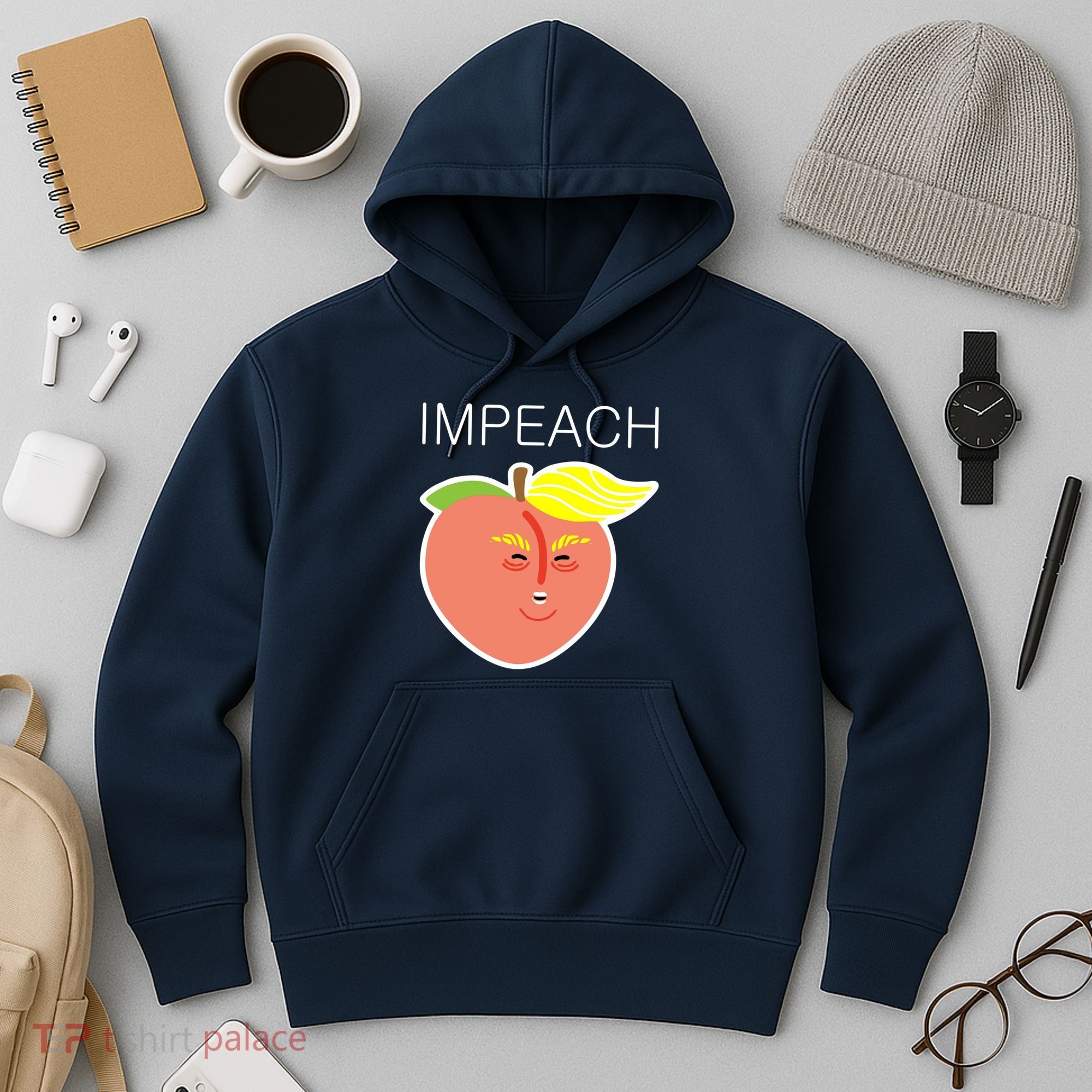 Impeach Donald Anti Trump Peach Emoji Impeachment Hoodie