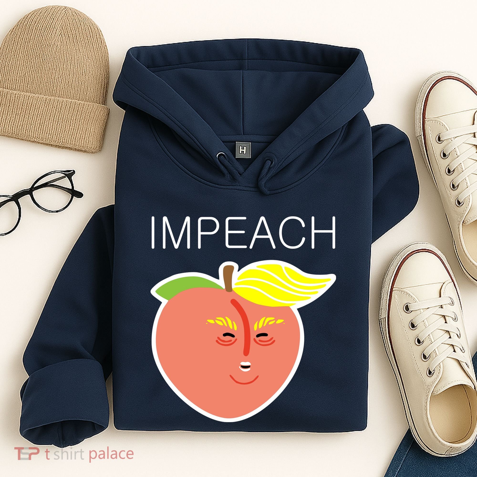 Impeach Donald Anti Trump Peach Emoji Impeachment Hoodie