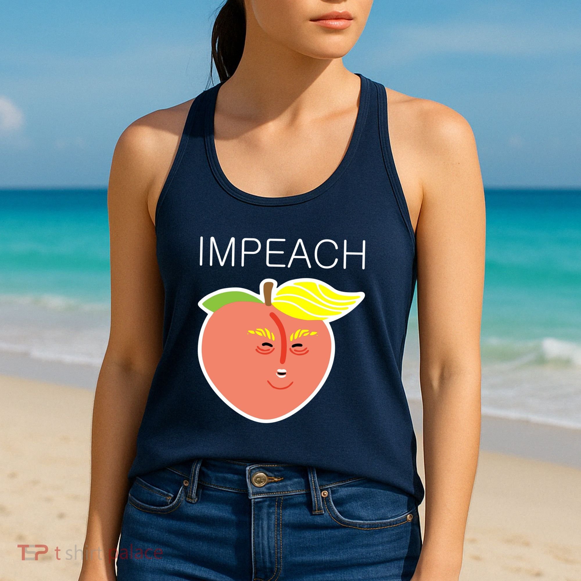 Impeach Donald Anti Trump Peach Emoji Impeachment Women's Tank Top