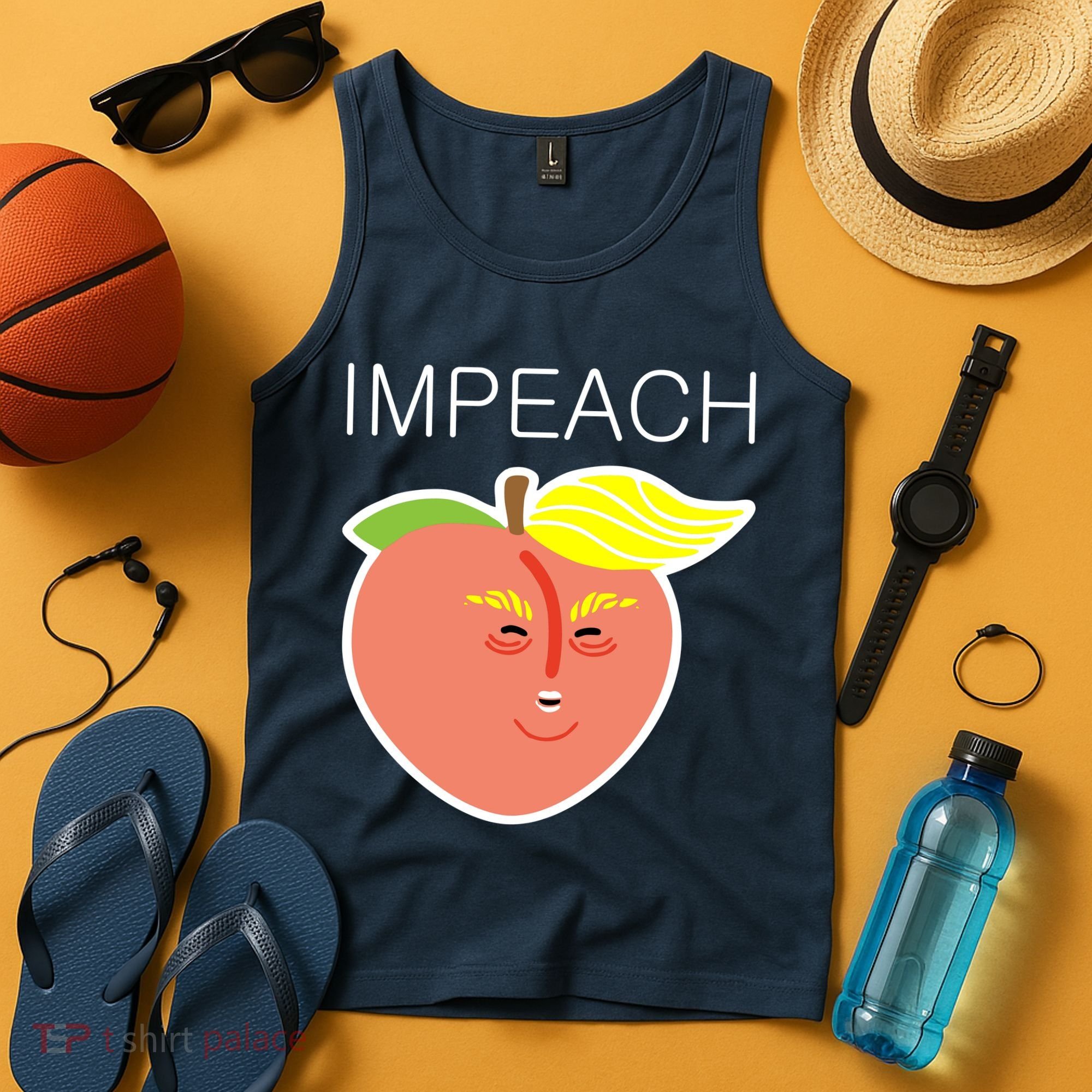 Impeach Donald Anti Trump Peach Emoji Impeachment Tank Top