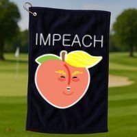 Impeach Donald Anti Trump Peach Emoji Impeachment Golf Towel thumb 1