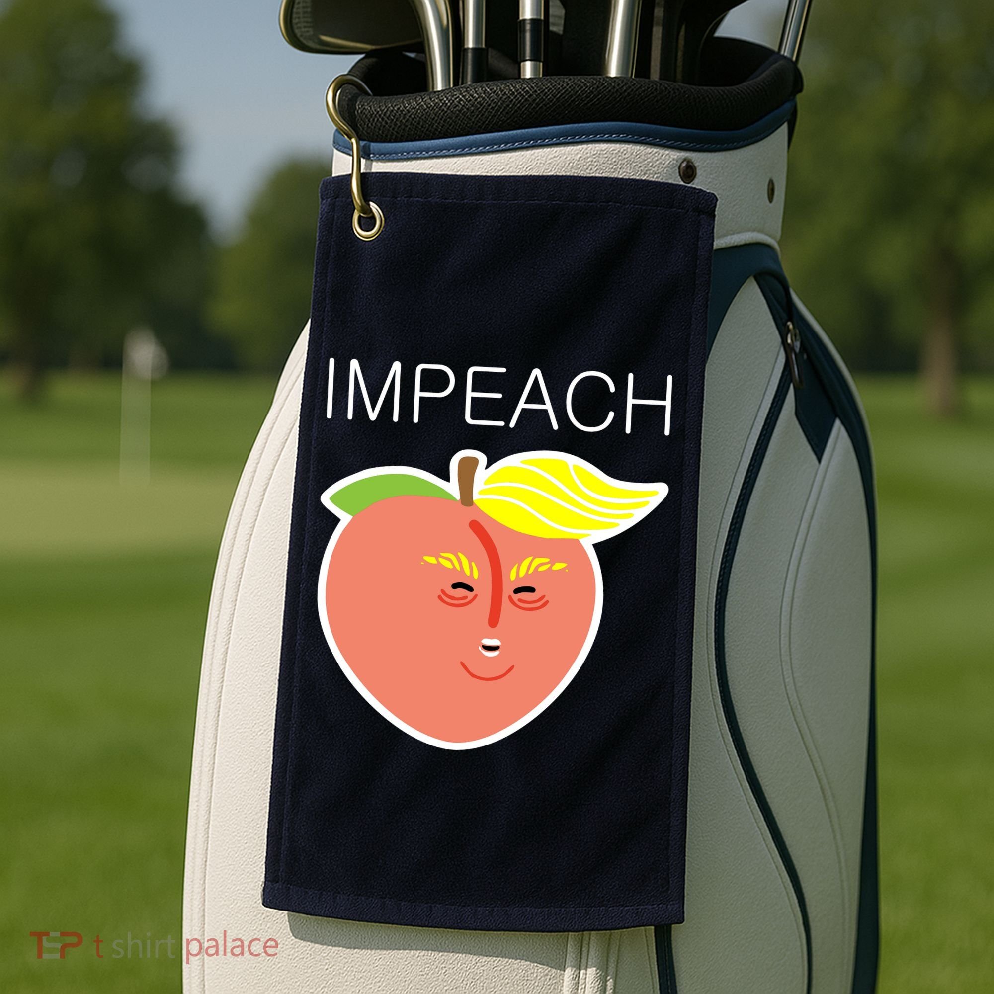 Impeach Donald Anti Trump Peach Emoji Impeachment Golf Towel