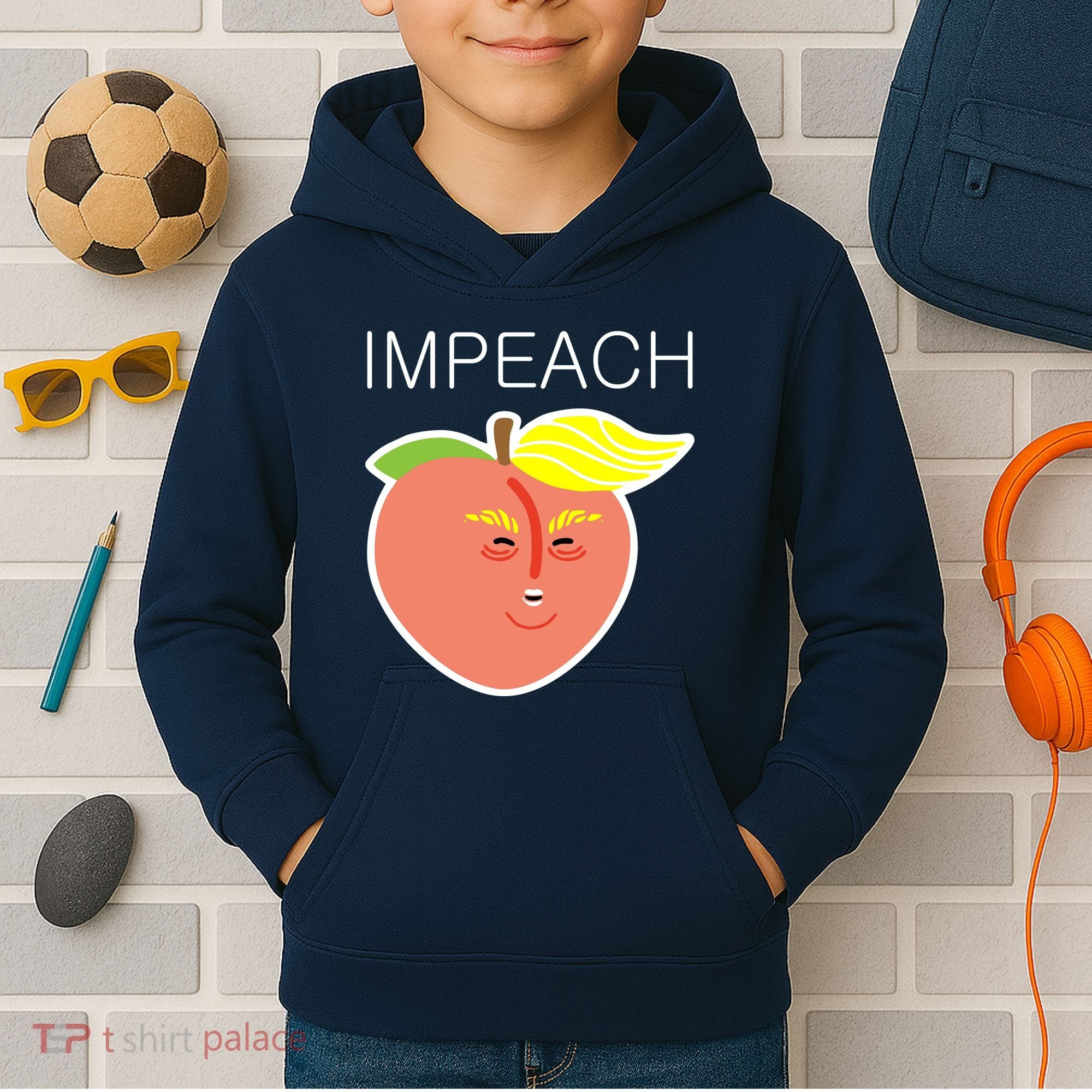 Impeach Donald Anti Trump Peach Emoji Impeachment Kids Hoodie