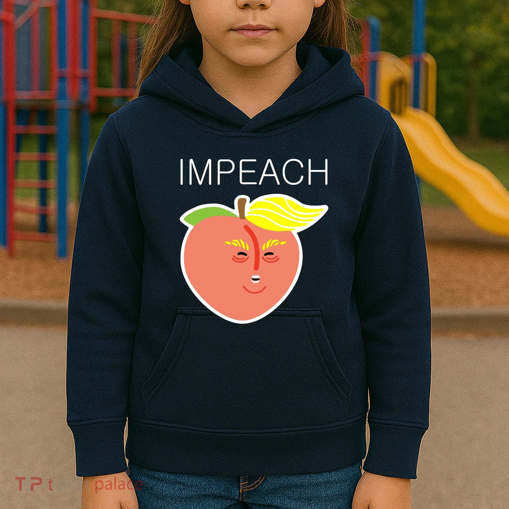 Impeach Donald Anti Trump Peach Emoji Impeachment Kids Hoodie
