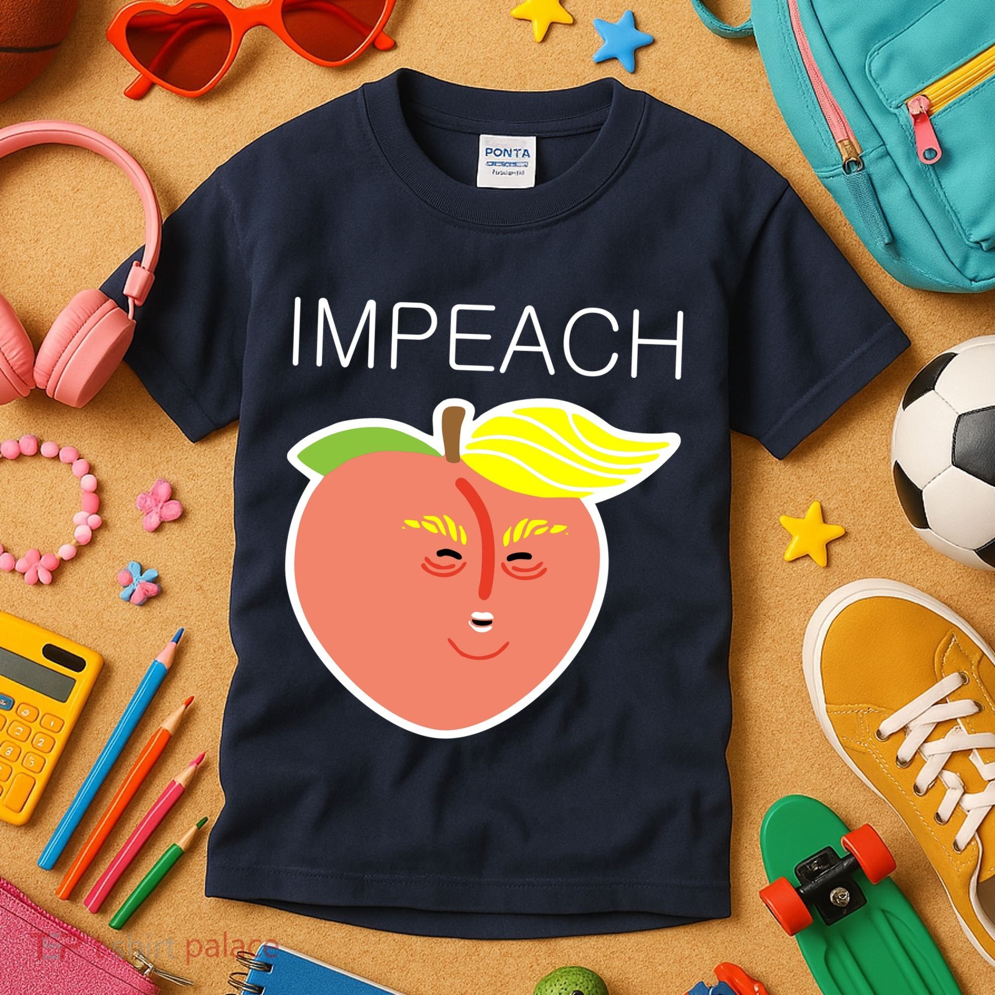 Impeach Donald Anti Trump Peach Emoji Impeachment Kids T-Shirt