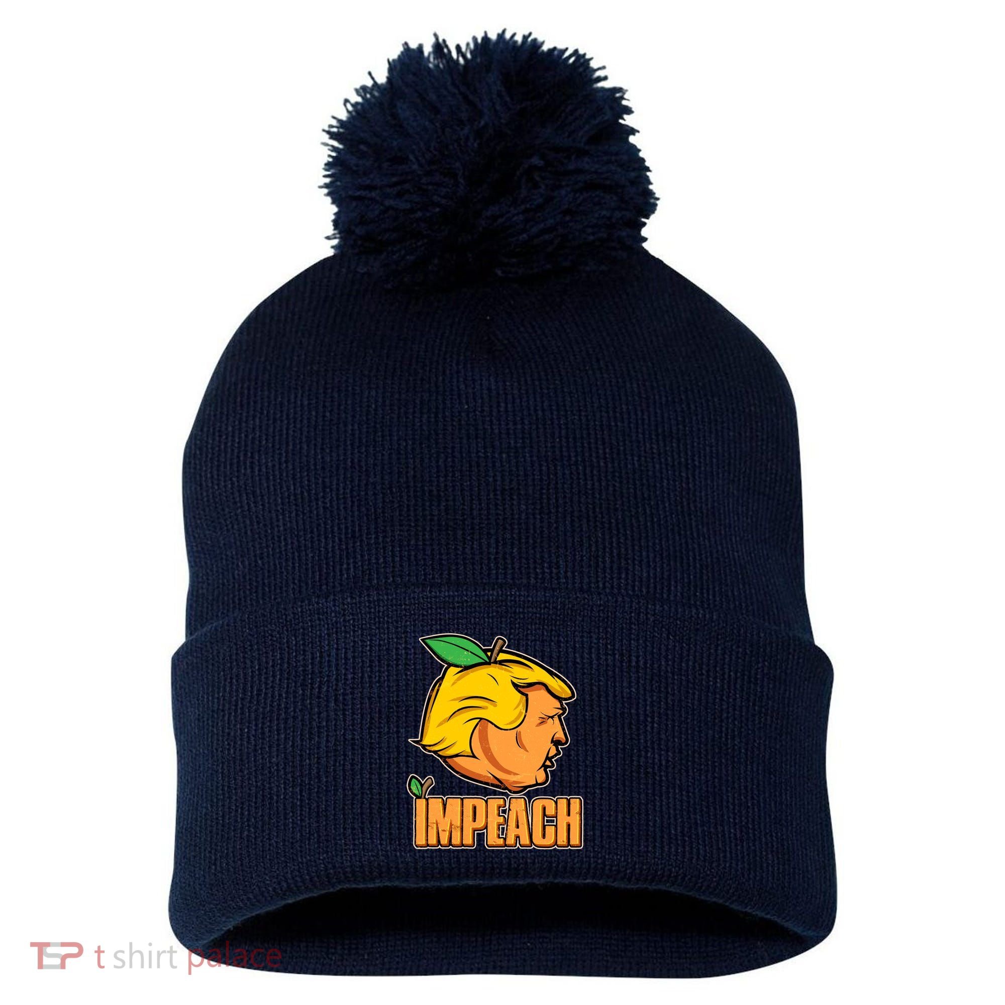 Impeach Trump Anti Trump Impeachment Pom Pom 12in Knit Beanie