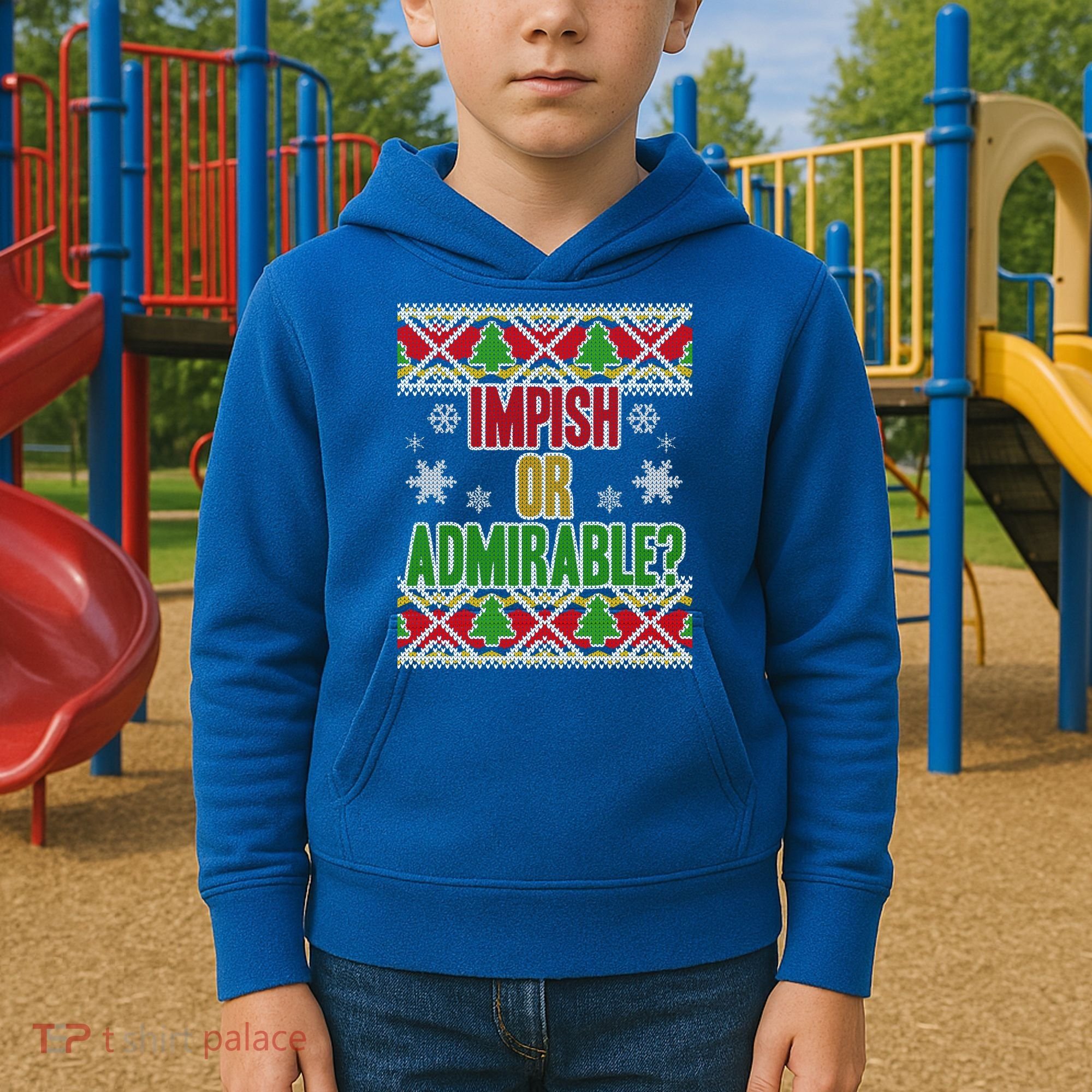 Impish or Admirable Ugly Christmas Kids Hoodie