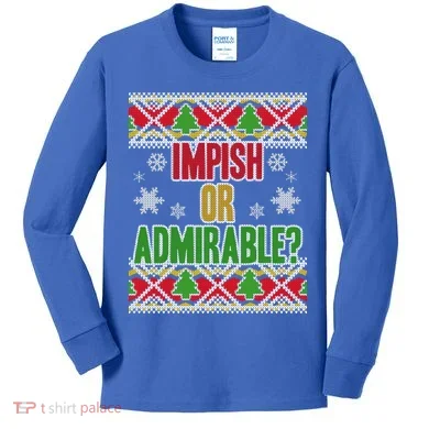 Impish or Admirable Ugly Christmas Kids Long Sleeve Shirt