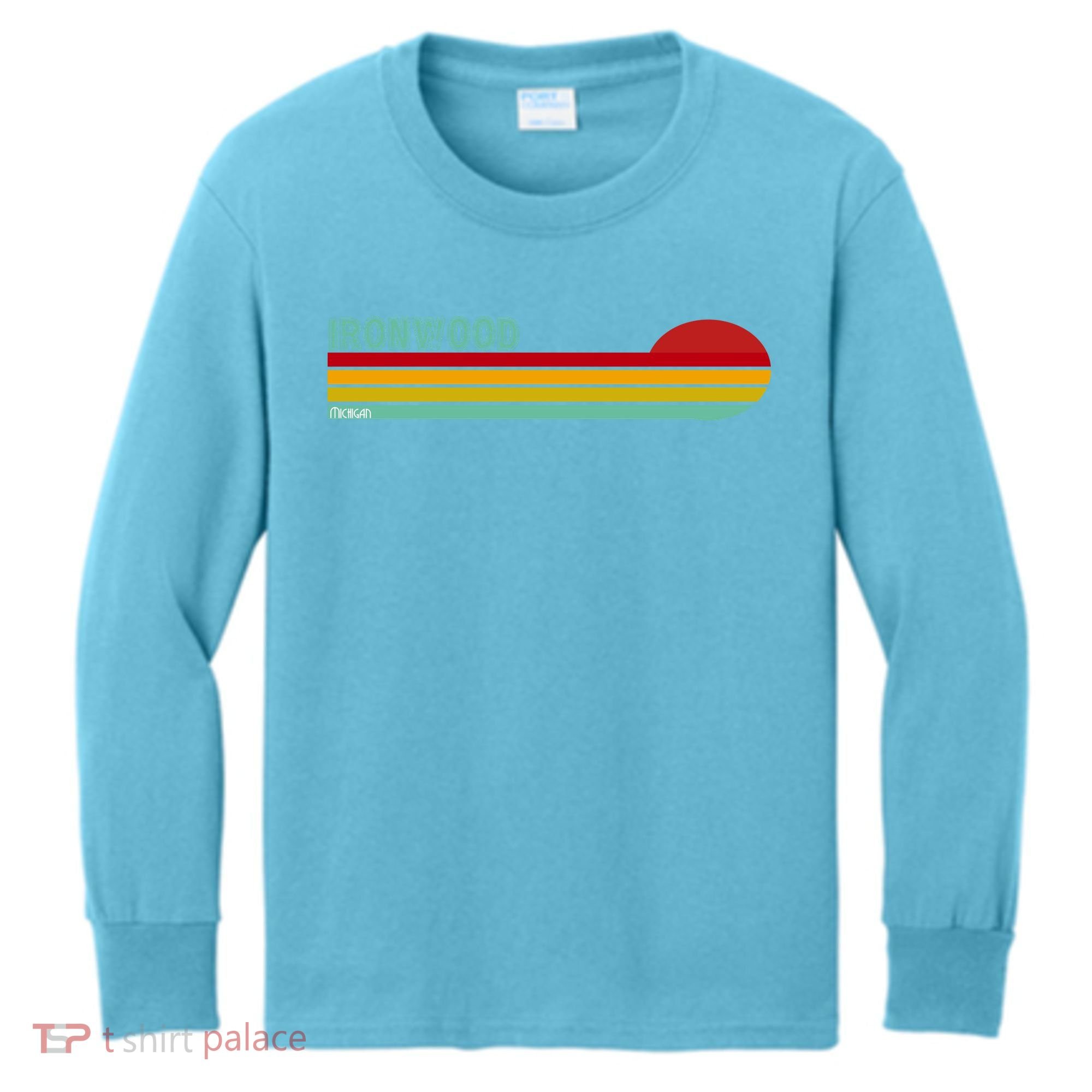 Ironwood Michigan Retro Kids Long Sleeve Shirt