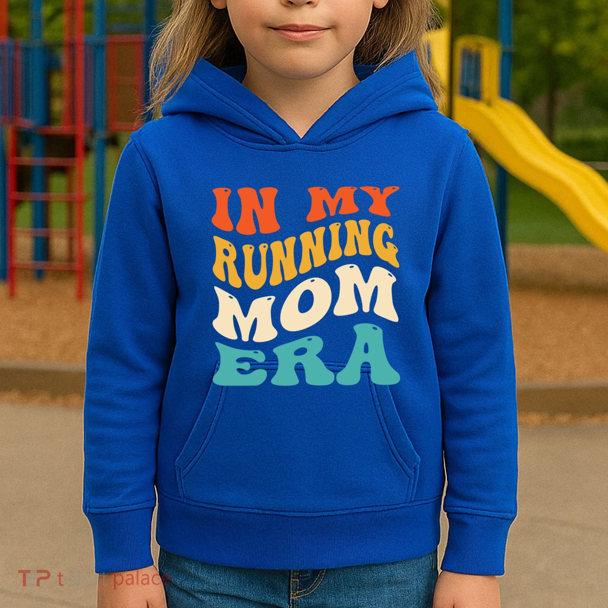 In My Running Mom Era Funny Runner Mom Retro Groovy Cute Gift Kids Hoodie