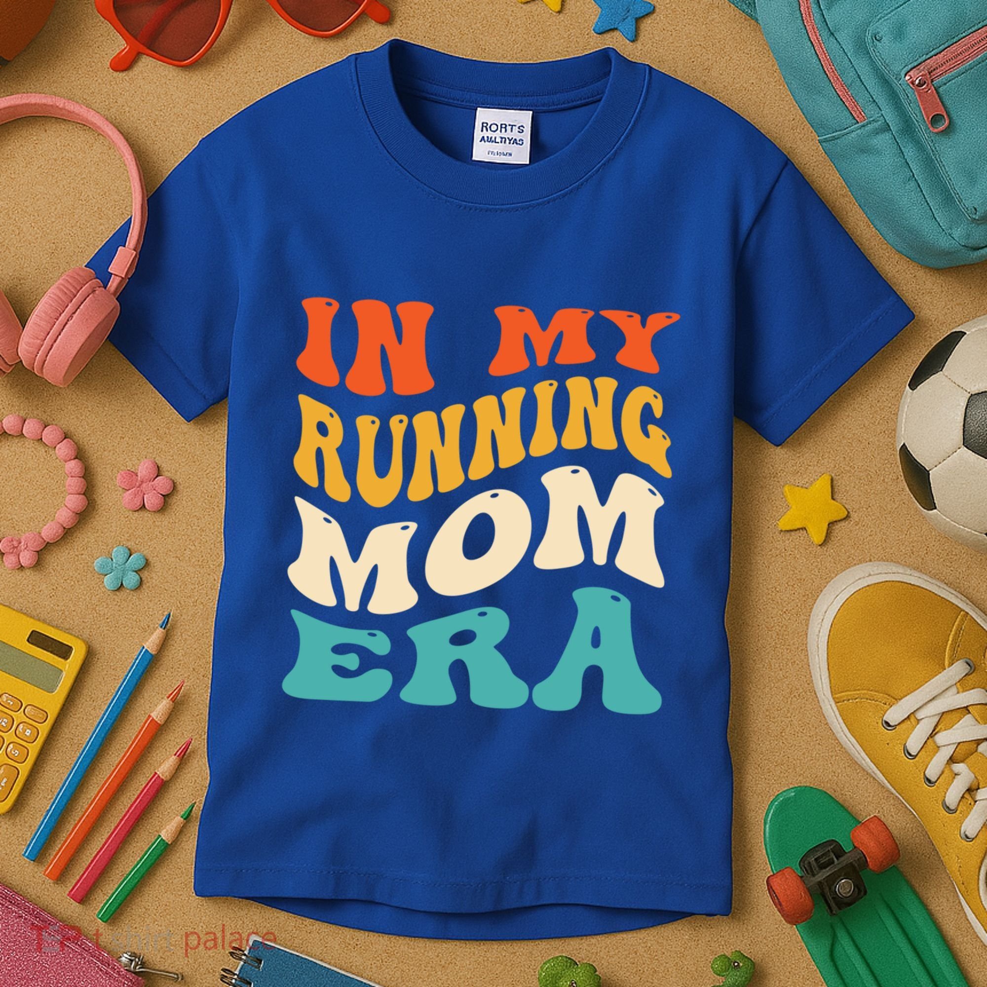 In My Running Mom Era Funny Runner Mom Retro Groovy Cute Gift Kids T-Shirt