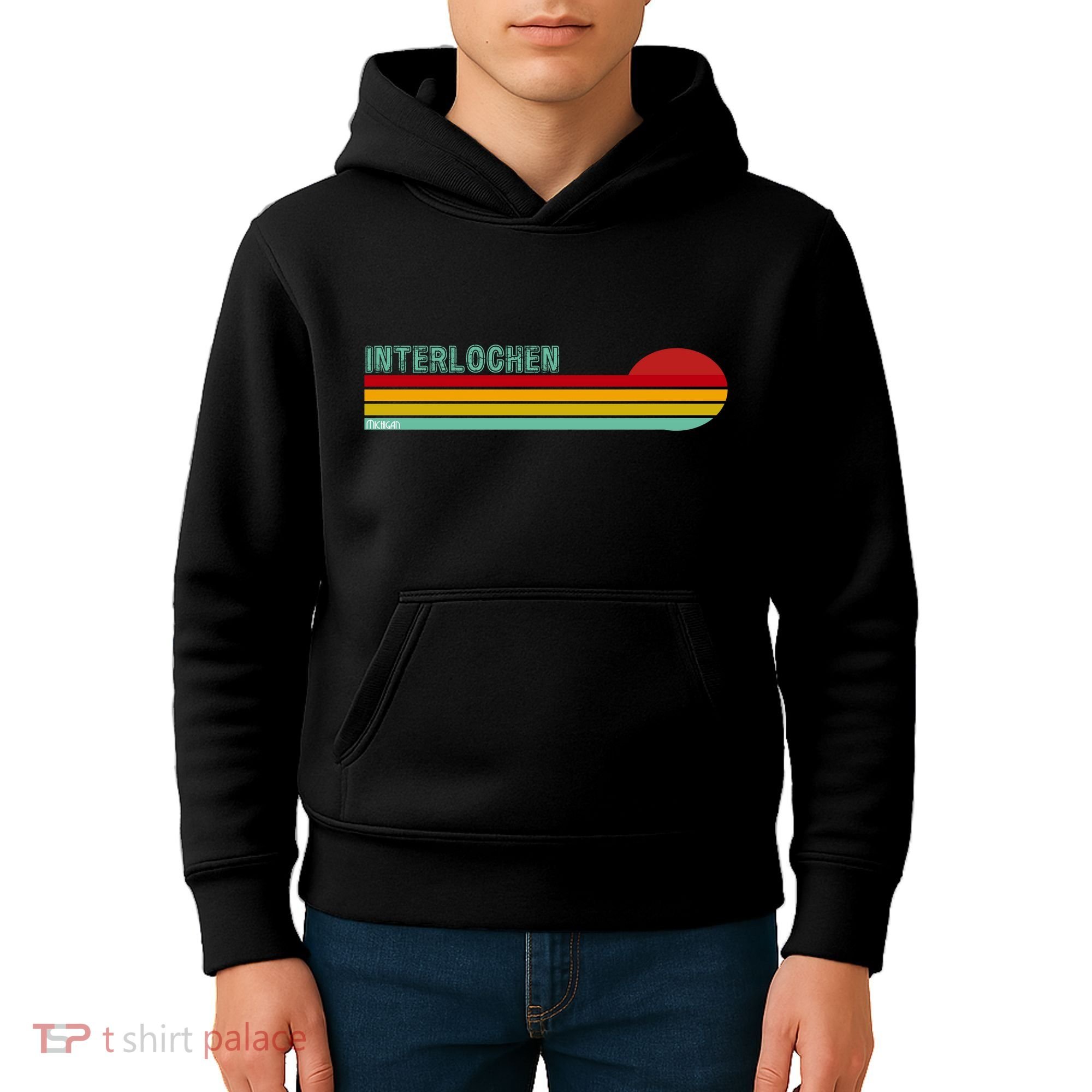 Interlochen Michigan Retro Kids Hoodie