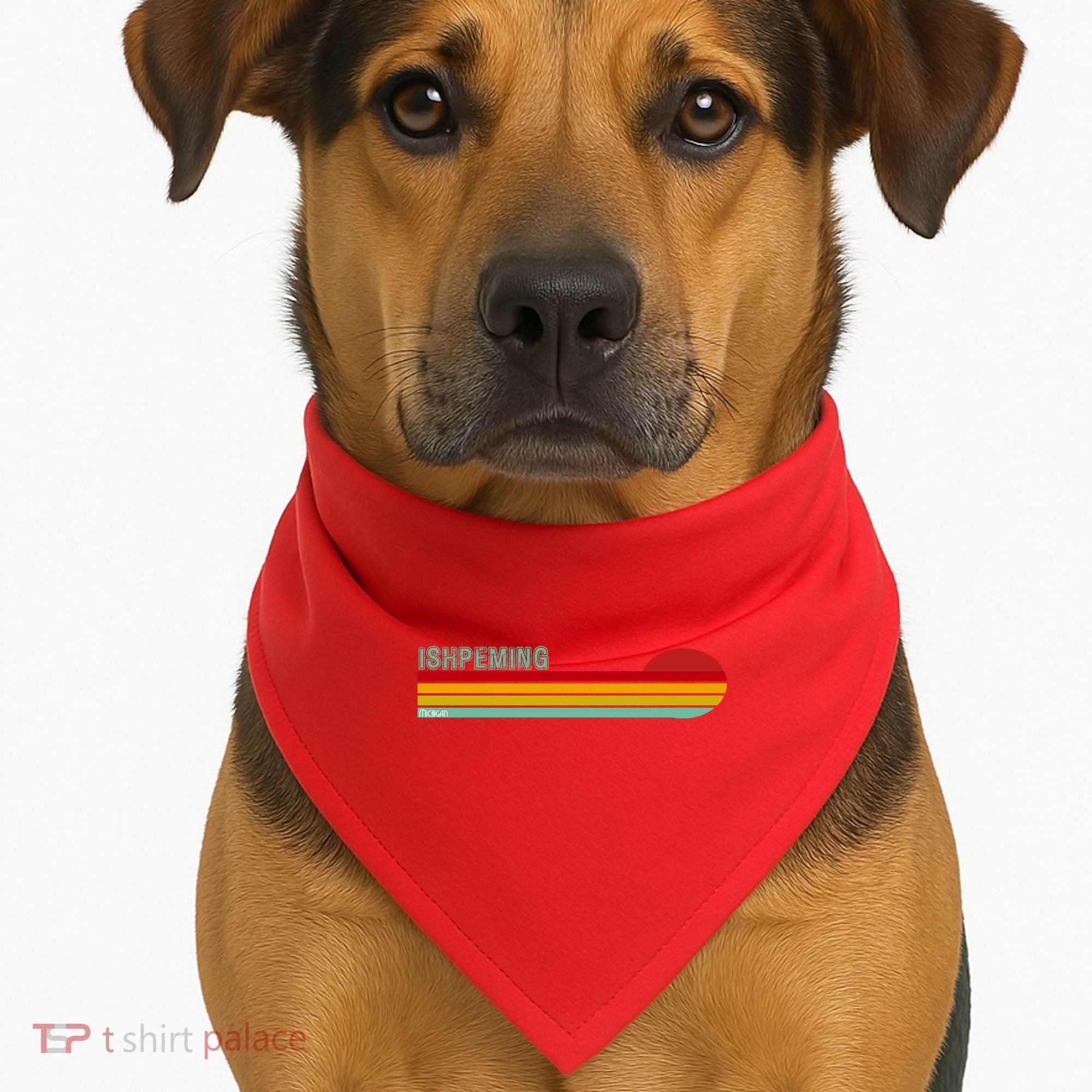 Ishpeming Michigan Retro USA-Made Doggie Bandana