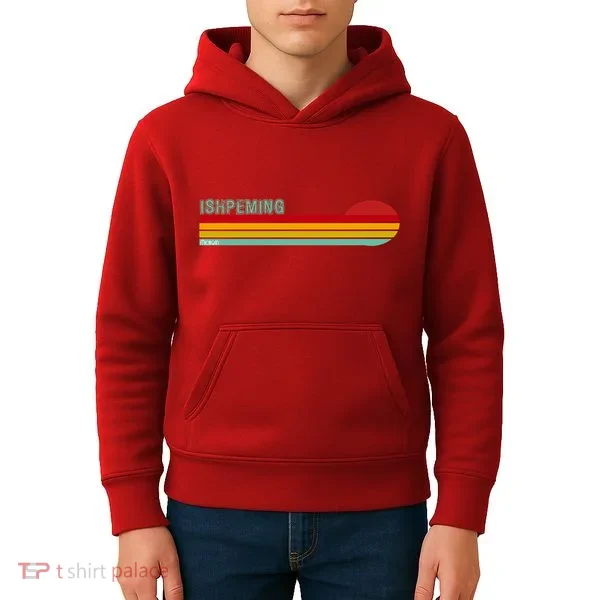 Ishpeming Michigan Retro Kids Hoodie