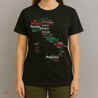 Italy Map Silhouette Flag Towns Cities Rome Travel Europe T-Shirt thumb 4