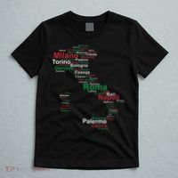 Italy Map Silhouette Flag Towns Cities Rome Travel Europe T-Shirt thumb 5