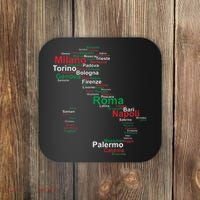 Italy Map Silhouette Flag Towns Cities Rome Travel Europe Coaster thumb 0