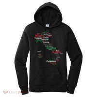 Italy Map Silhouette Flag Towns Cities Rome Travel Europe Women's Hoodie thumb 0