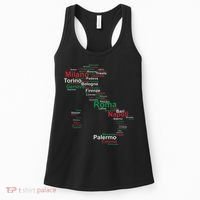 Italy Map Silhouette Flag Towns Cities Rome Travel Europe Women's Tank Top thumb 0