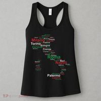 Italy Map Silhouette Flag Towns Cities Rome Travel Europe Women's Tank Top thumb 3
