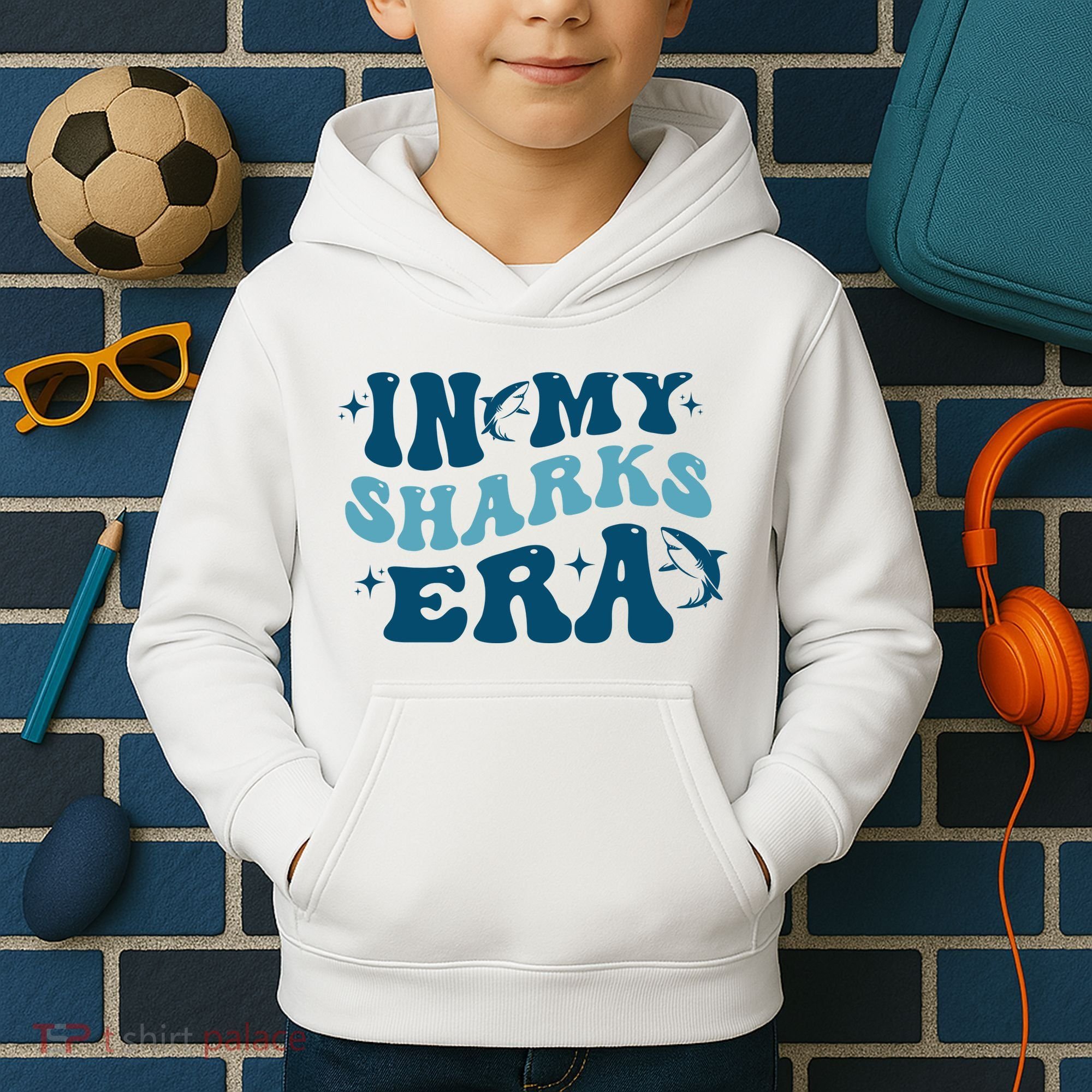 In My Sharks Era Groovy Kids Hoodie