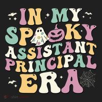 In My Spooky Assistant Principal Era Retro Ghost Halloween Women's Sweatshirt thumb 2