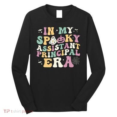 In My Spooky Assistant Principal Era Retro Ghost Halloween Long Sleeve Shirt