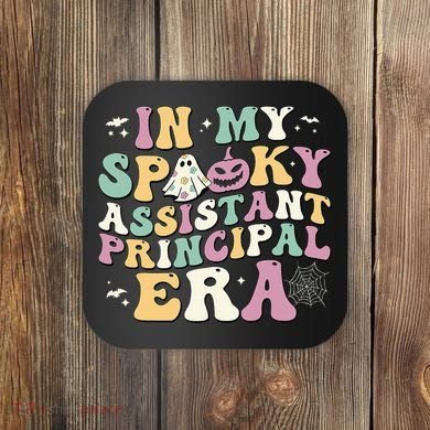 In My Spooky Assistant Principal Era Retro Ghost Halloween Coaster