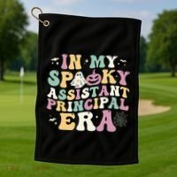In My Spooky Assistant Principal Era Retro Ghost Halloween Golf Towel thumb 1