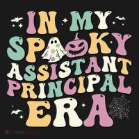 In My Spooky Assistant Principal Era Retro Ghost Halloween Women's Long Sleeve Shirt thumb 2