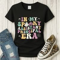 In My Spooky Assistant Principal Era Retro Ghost Halloween Women's T-Shirt thumb 3