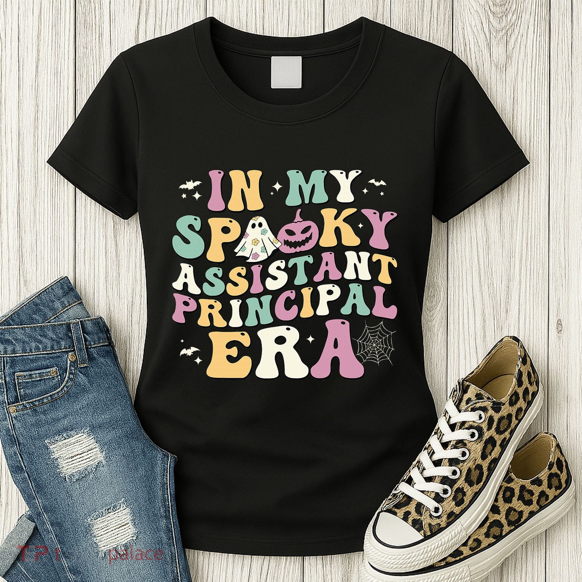 In My Spooky Assistant Principal Era Retro Ghost Halloween Women's T-Shirt
