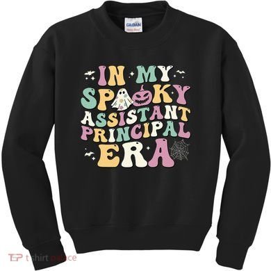 In My Spooky Assistant Principal Era Retro Ghost Halloween Kids Sweatshirt