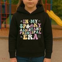 In My Spooky Assistant Principal Era Retro Ghost Halloween Kids Hoodie thumb 3