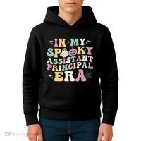 In My Spooky Assistant Principal Era Retro Ghost Halloween Kids Hoodie thumb 4