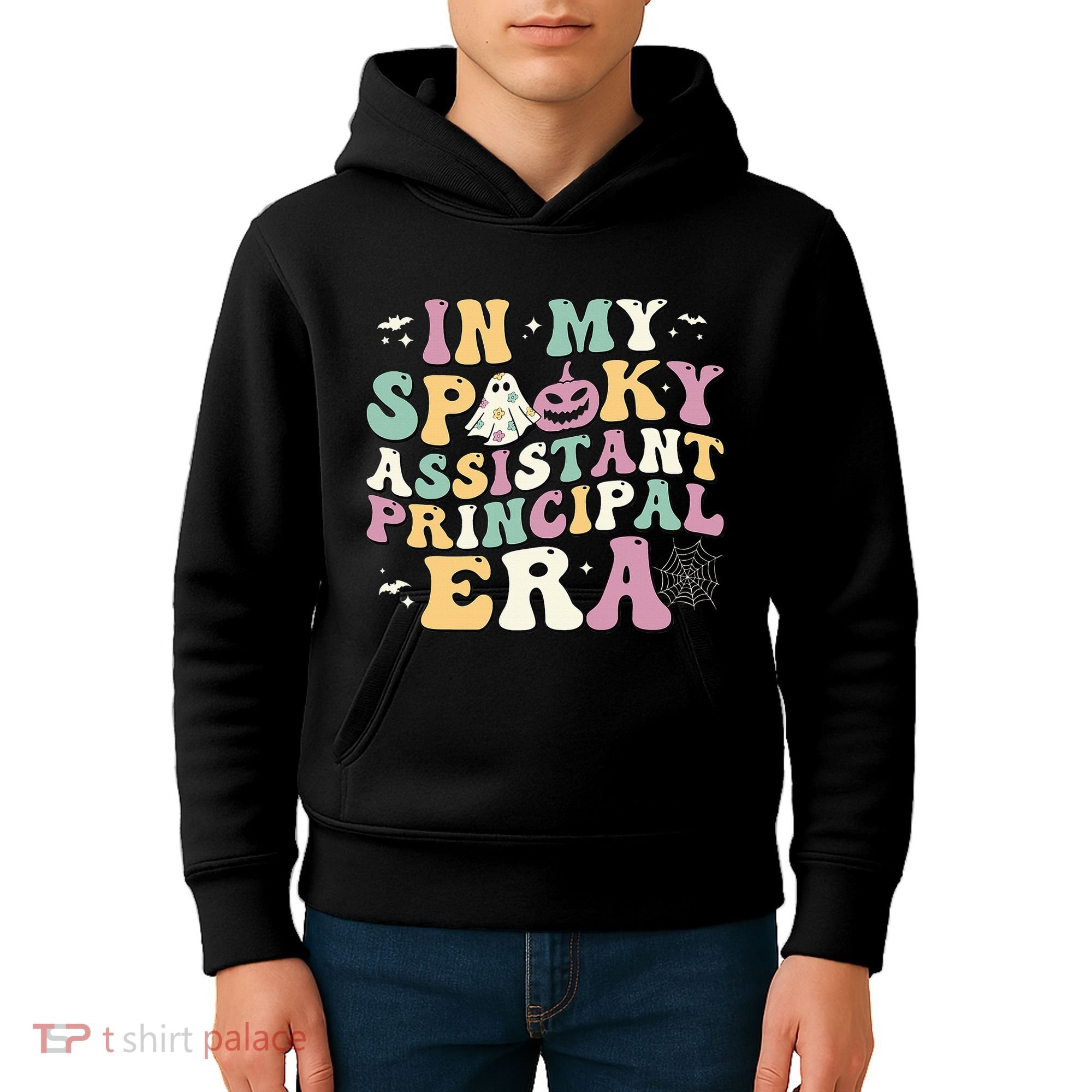 In My Spooky Assistant Principal Era Retro Ghost Halloween Kids Hoodie