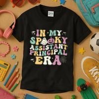 In My Spooky Assistant Principal Era Retro Ghost Halloween Kids T-Shirt thumb 3