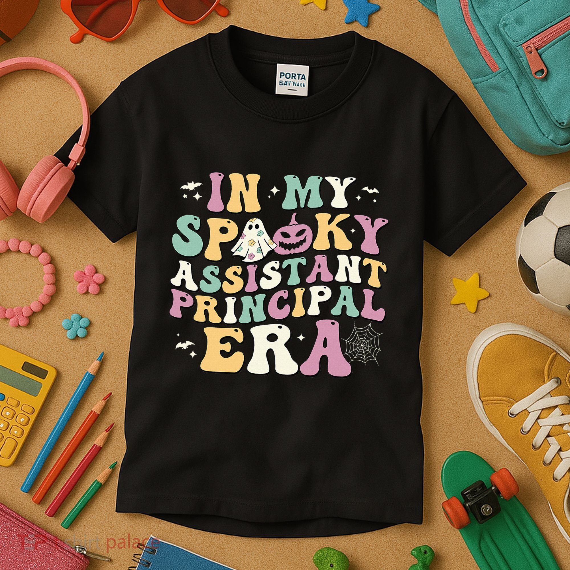 In My Spooky Assistant Principal Era Retro Ghost Halloween Kids T-Shirt