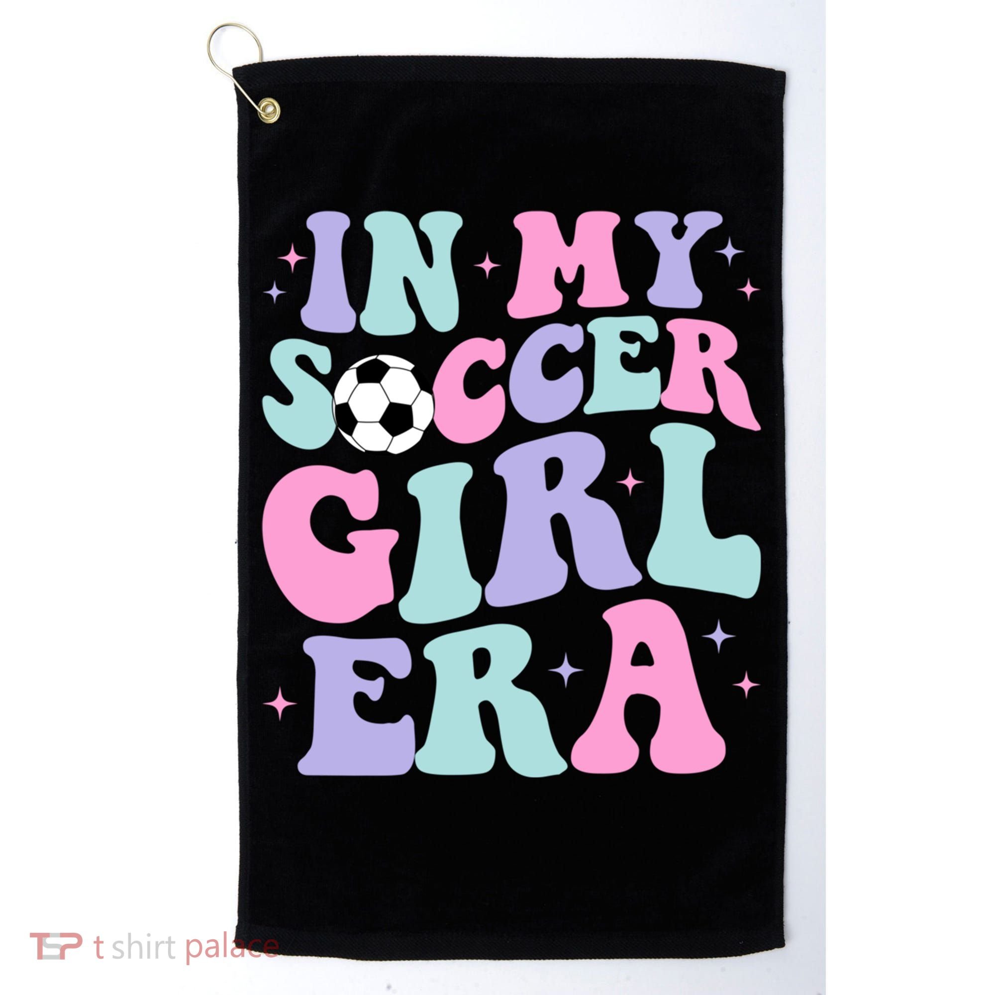 In My Soccer Era Retro Groovy Soccer Gift Golf Towel