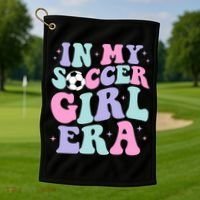 In My Soccer Era Retro Groovy Soccer Gift Golf Towel thumb 1