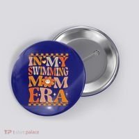 In My Swimming Mom Era Retro Groovy Hippie Swimming Cool Gift Button thumb 0