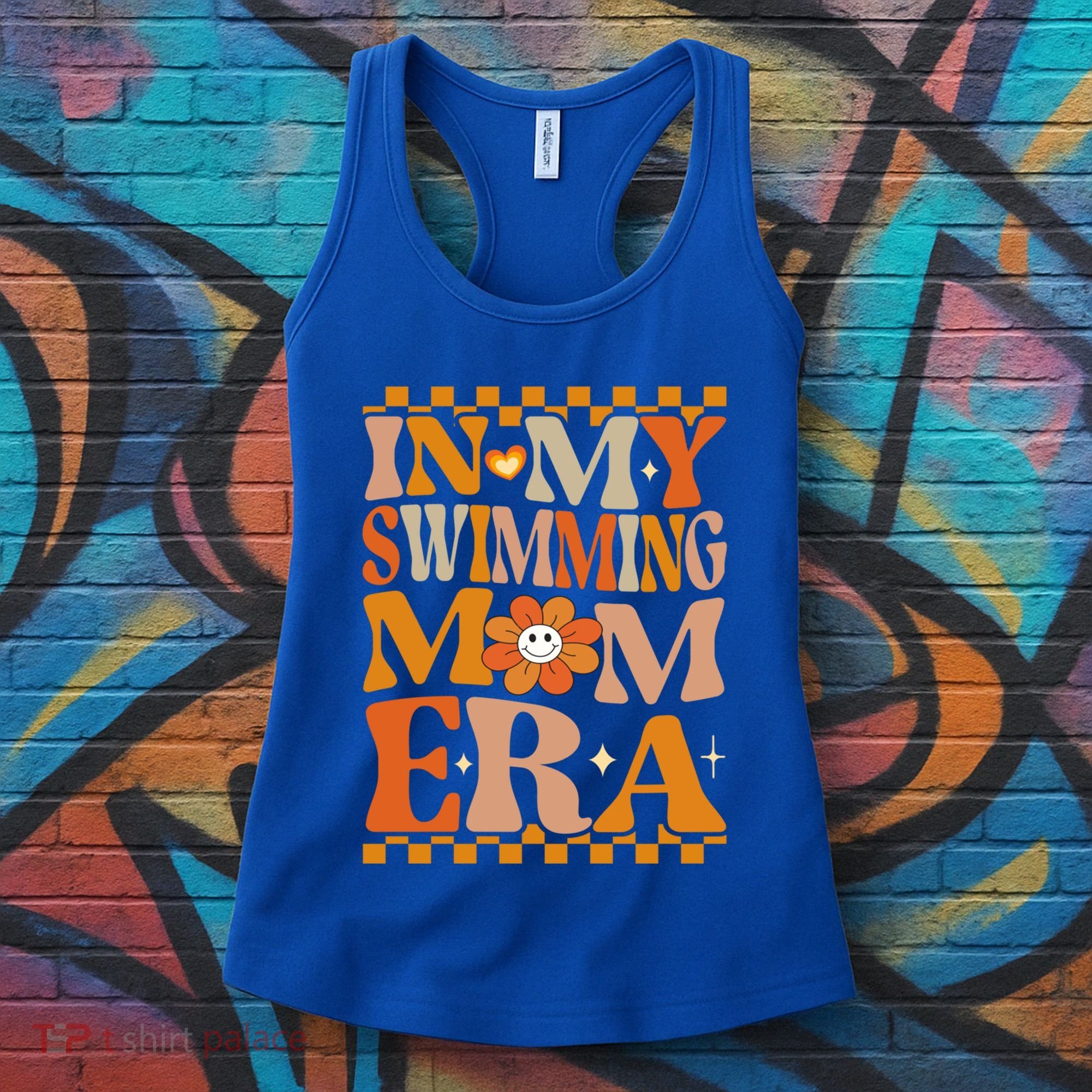 In My Swimming Mom Era Retro Groovy Hippie Swimming Cool Gift Women's Tank Top