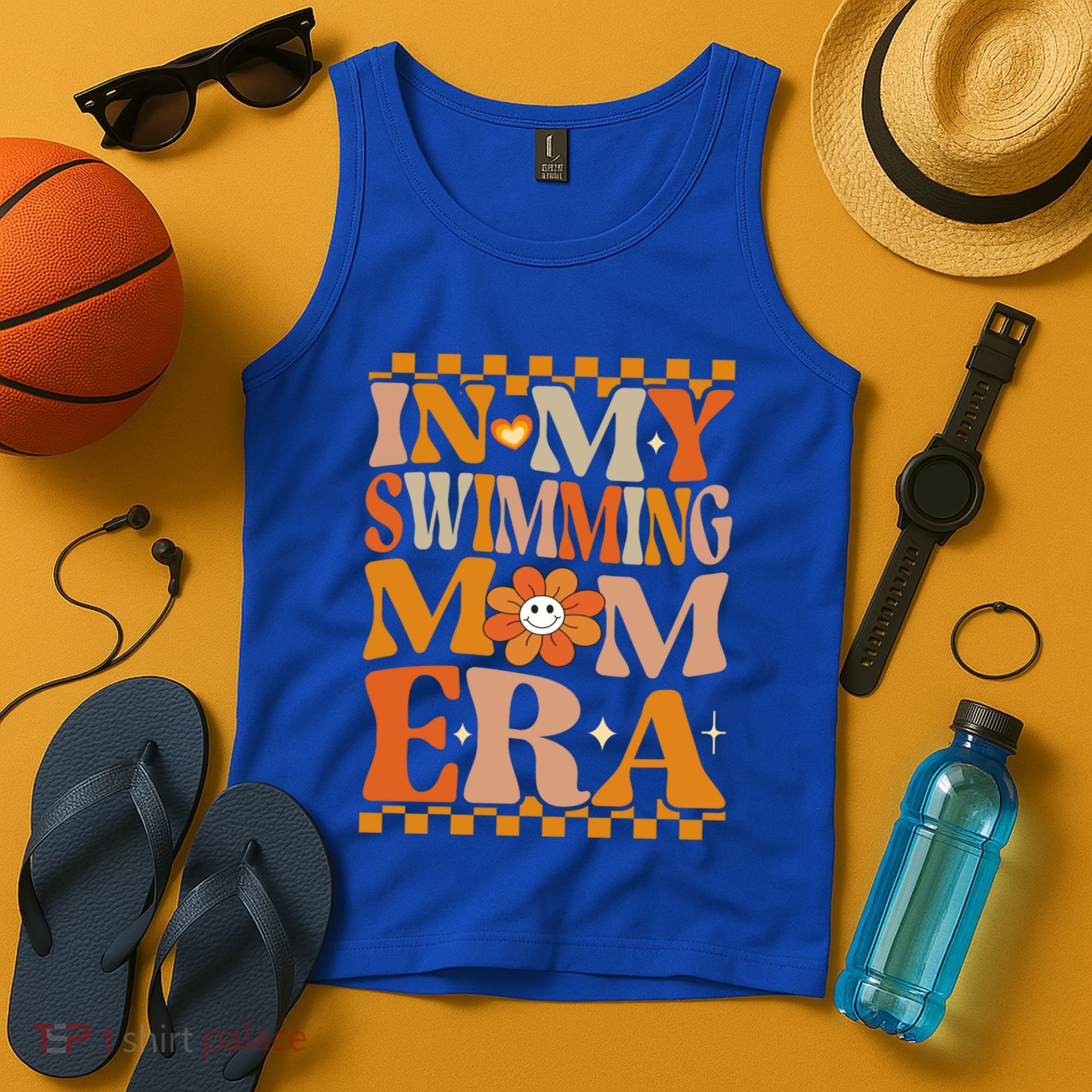 In My Swimming Mom Era Retro Groovy Hippie Swimming Cool Gift Tank Top