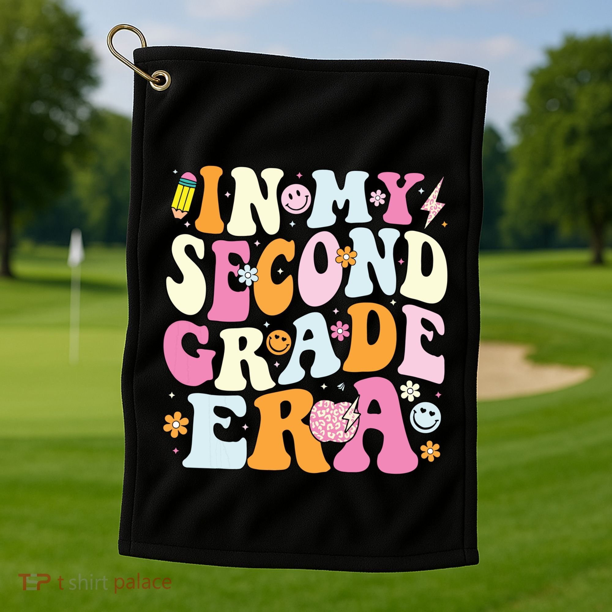 In My Second Grade Era 2nd Grade Girl Teacher Back To School Golf Towel