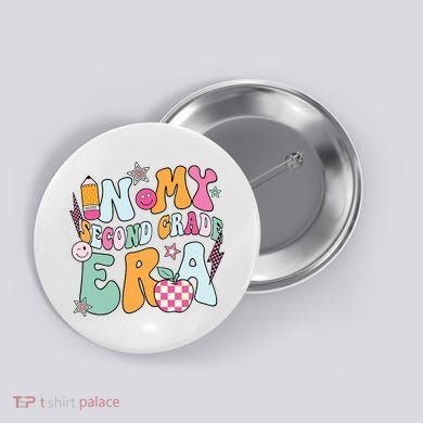 In My Second Grade Era Back To School Retro Groovy 2nd Grade Button