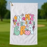 In My Second Grade Era Back To School Retro Groovy 2nd Grade Golf Towel thumb 1
