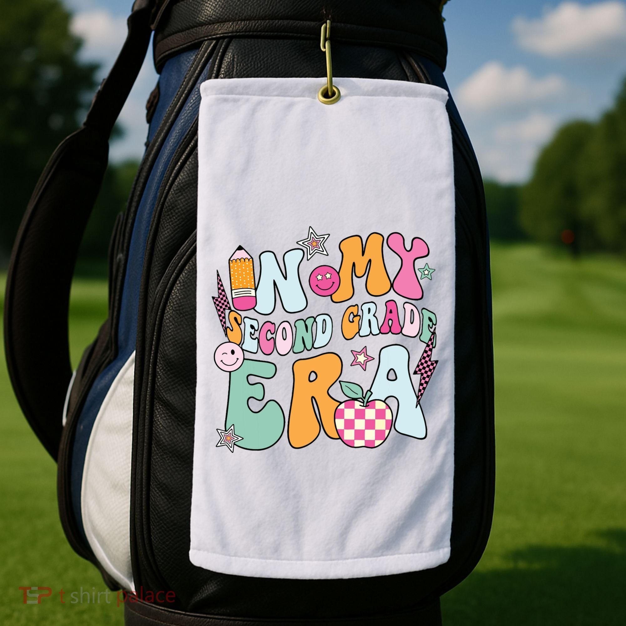 In My Second Grade Era Back To School Retro Groovy 2nd Grade Golf Towel