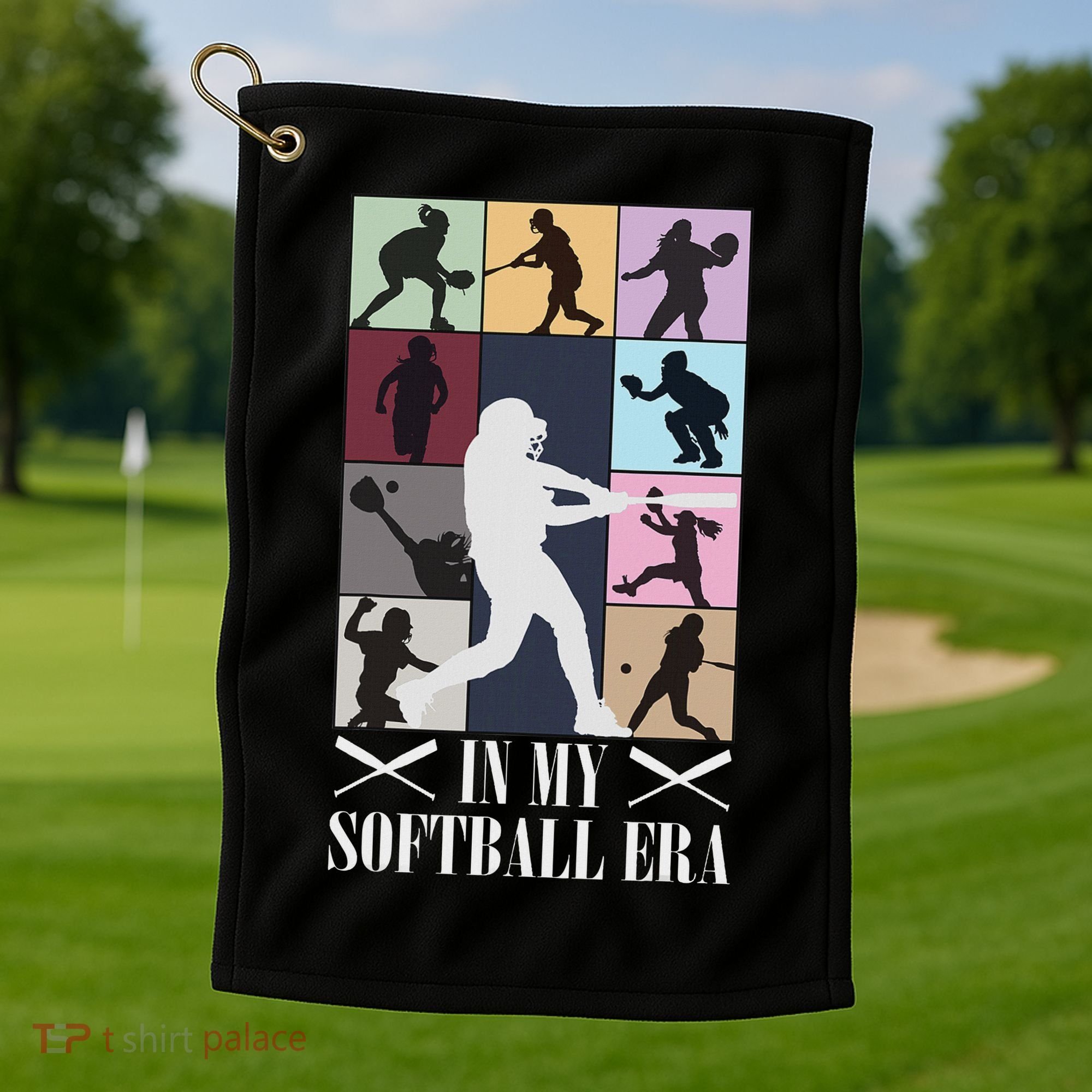 In My Softball Era Funny Softball Girl Player Lover Golf Towel